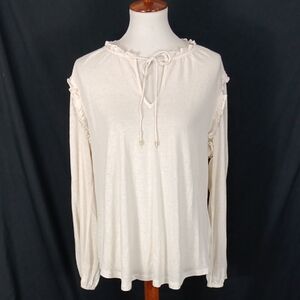 Ralph Lauren Cream Tie Front Ruffled Blouse